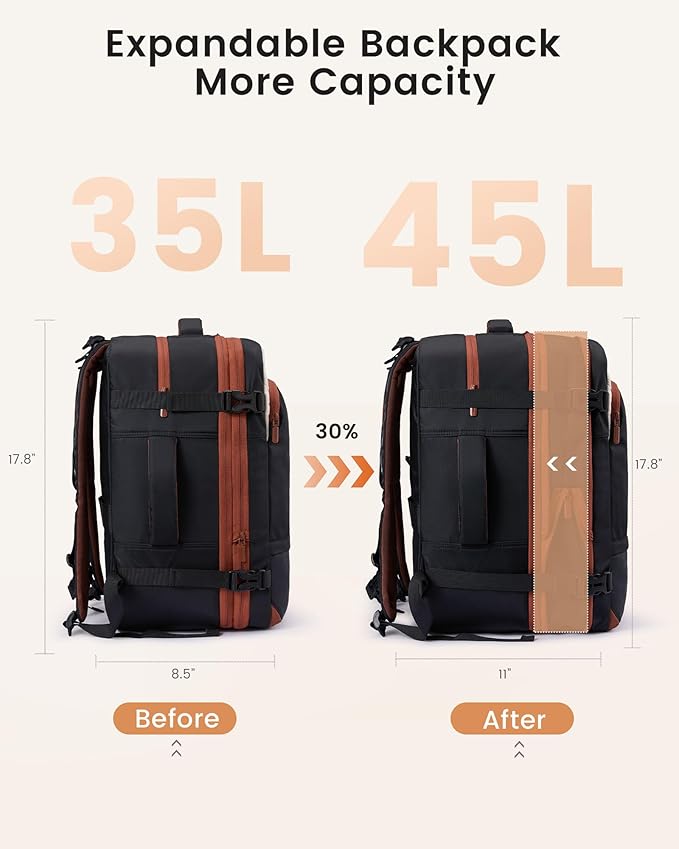 LOVEVOOK Travel Backpack for Women, 45L Expandable Large Carry On Backpack - Image 2