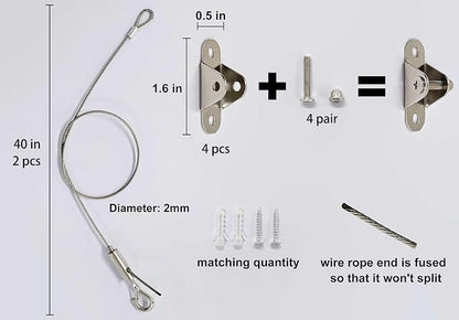 2 Sets Adjustable Hanging Wire Kit, Stainless Steel Multipurpose Suspension - Image 2