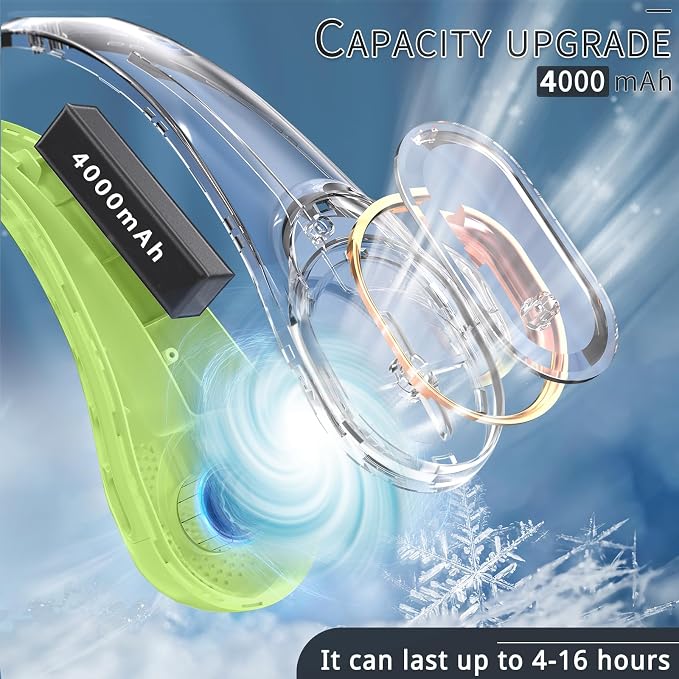 ASNUG Portable Neck Fan, Bladeless Neck Fan, USB Rechargeable Personal Fan - Image 4
