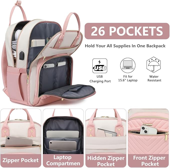 Backpack for Women Laptop Bag: Work Travel Backpacks Fits 17 inch Computer - Image 2