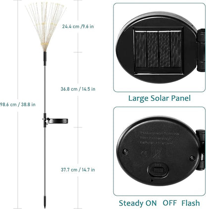 JJGoo Solar Firework Lights, 2 Pack 135 LEDs 2 Lighting Modes Solar Lights - Image 2