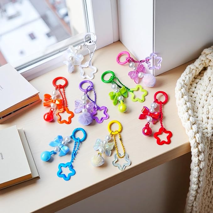 Carabiner Clip 48Pcs Blue Metal Key Ring Clip Circle Keychain Rings Bulk Spring - Image 6