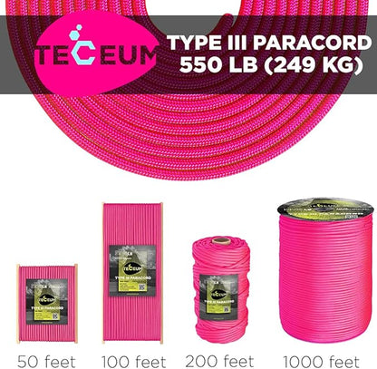 TECEUM 5/32" Paracord Rope 1000 – 1000ft / 200ft / 100ft / 50ft – Tactical - Image 9