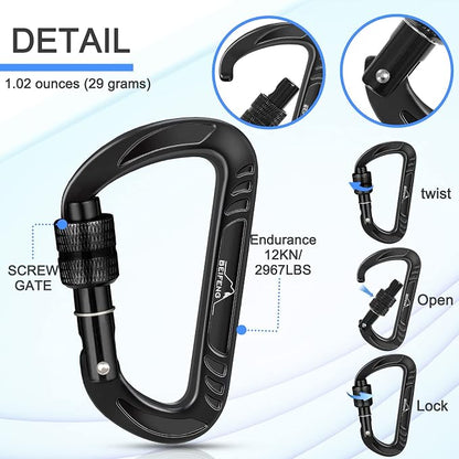 BEIFENG Heavy Duty Lightweight Locking Carabiner Clips D Ring - Image 3