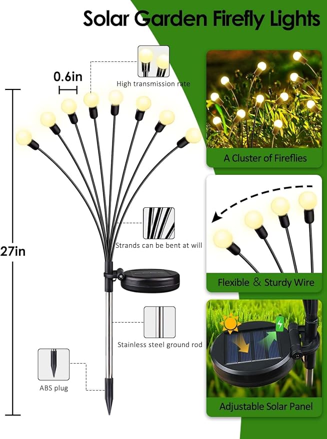 2026 Upgraded Solar Lights Outdoor, 12 Pack Solar Garden Lights - Image 2