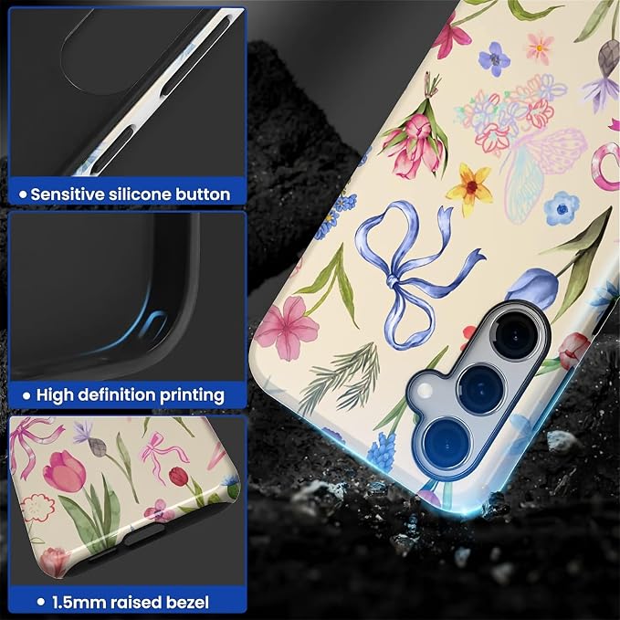 for Samsung Galaxy S25 Case, HL2 Aesthetic Flower Preppy Collage Hybrid 2 Layer - Image 3