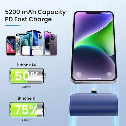 Mini Portable Charger for iPhone 5200mAh, 20W PD Fast Charging Power Bank - Image 7