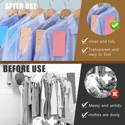 20 Pack Clear Clothes Covers for Hanging Garment Plastic Suit Bags Dry Cleaning - Image 5