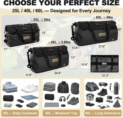 OSAH DRYPAK Waterproof Duffel Bag 25L/40L/60L – Heavy-Duty Motorcycle Tail Bag - Image 2
