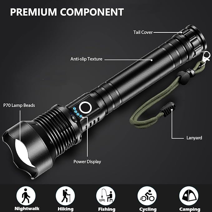 Rechargeable Flashlights 99, 000 Lumens, Super Bright LED Flashlight High Lumens - Image 7