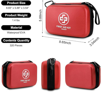 VRIEXSD Premium First Aid Kit, 320 Piece Waterproof Hard Shell Eva First Aid Kit - Image 2