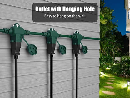 50Ft Outdoor Extension Cord Multiple Plugs- Evenly Spaced 6 Outlets Plugs - Image 4