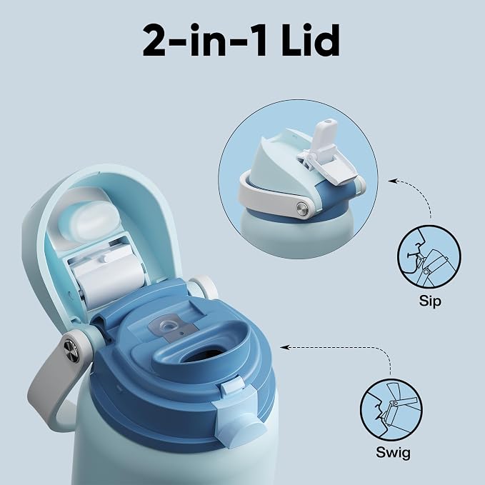 Insulated Water Bottle with Straw - Image 3