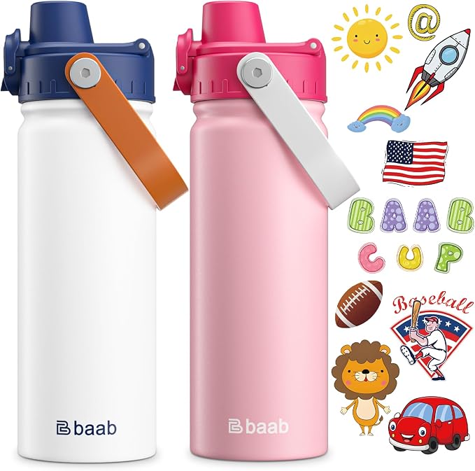 baab 18oz Kids Water Bottle, Insulated Kids Water Bottle by baabKidWatterBottle
