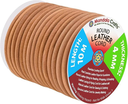 Mandala Crafts Round Genuine Camel Leather Cord by MandalaCrafts