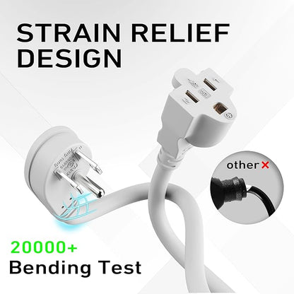 LUCKY TL 2 Pack Indoor Outdoor Extension Cord, 16/3 Gauge White Short Extension - Image 2