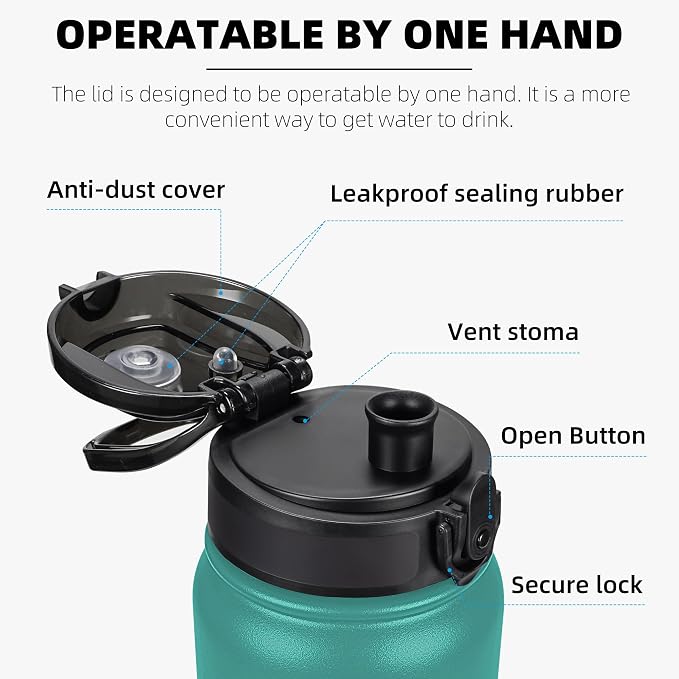 Fanhaw 32 oz Insulated Stainless Steel Water Bottle - Image 2