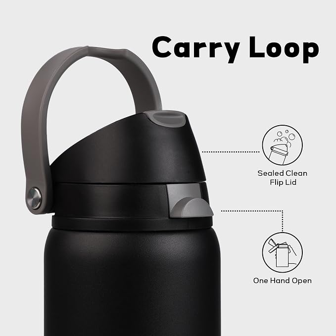 32 oz Insulated Water Bottle for Travel, 2-in-1 Quick Flip Straw and Push - Image 3