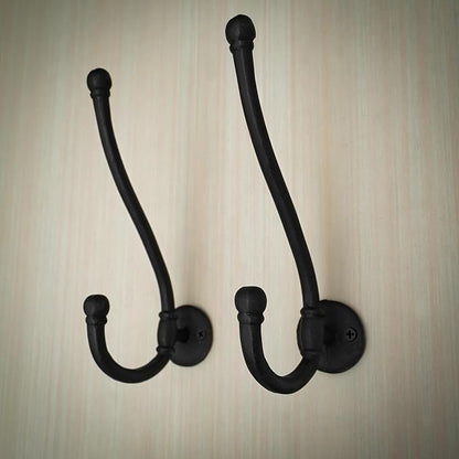 Mystic Colonial Rustic Cast Iron Wall Hooks, Heavy Duty Retro Utility Hanger - Image 6