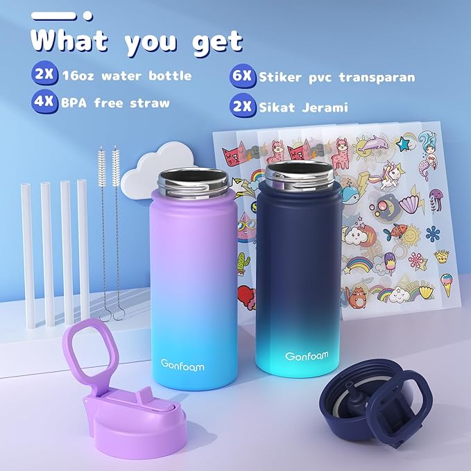 Kids Water Bottle, Stainless Steel Vacuum Insulated cup, Kids Water Bottle - Image 3