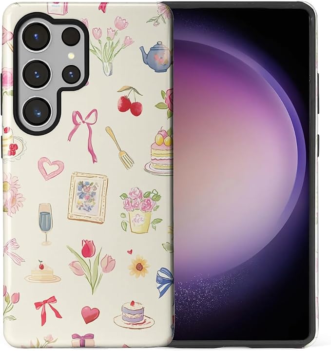 for Samsung Galaxy S25 Ultra Case, HL2 Aesthetic Bow Preppy Collage Hybrid 2 by Unknown