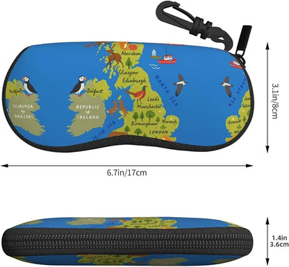 YANGqing United Kingdom Map Print Light Soft Shell Glasses Case Portable & - Image 3