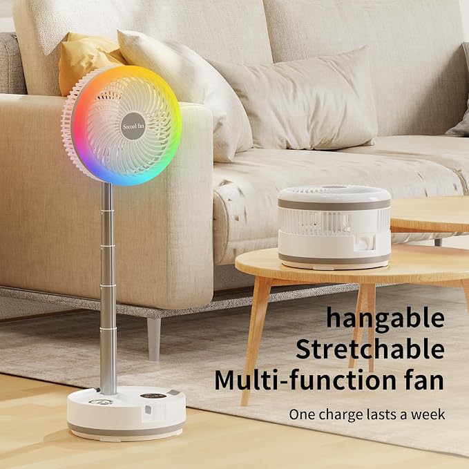 Socool 40000mAh Battery Operated Foldable Fan, Rechargeable Standing Fan - Image 8