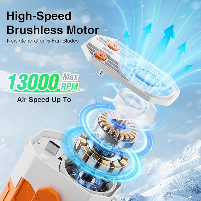 Portable Fan 4000mAh Rechargeable, 4 Speeds 13000RPM Strong Airflow, Personal - Image 3