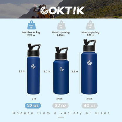 COKTIK 22oz Sports Water Bottle, Stainless Steel Water Bottle - Image 2