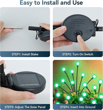 Slyuexu Solar Garden Lights Outdoor Waterproof, 2 Pack 16 LED Swaying Firefly - Image 6