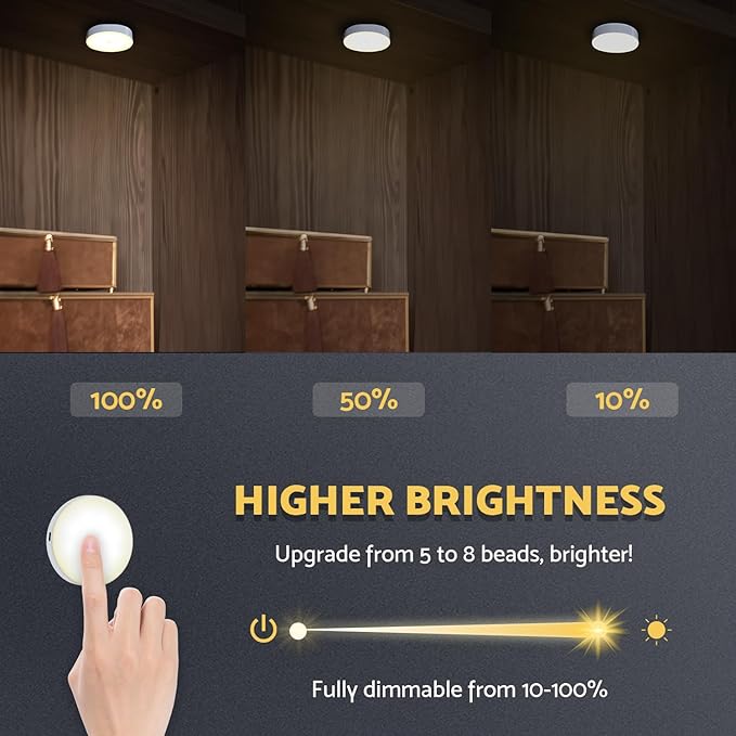 DAZZY DOT Rechargeable Puck Lights 2 Pack, Magnetic Tap Light 1000mAh Battery - Image 3