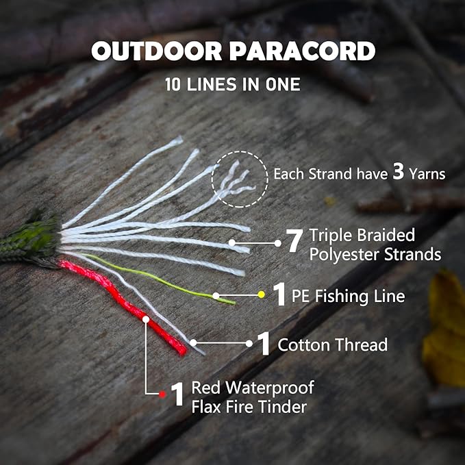 WILDAIR Paracord Survival Paracord Parachute Fire Cord Survival Ropes 4-in-1 - Image 2