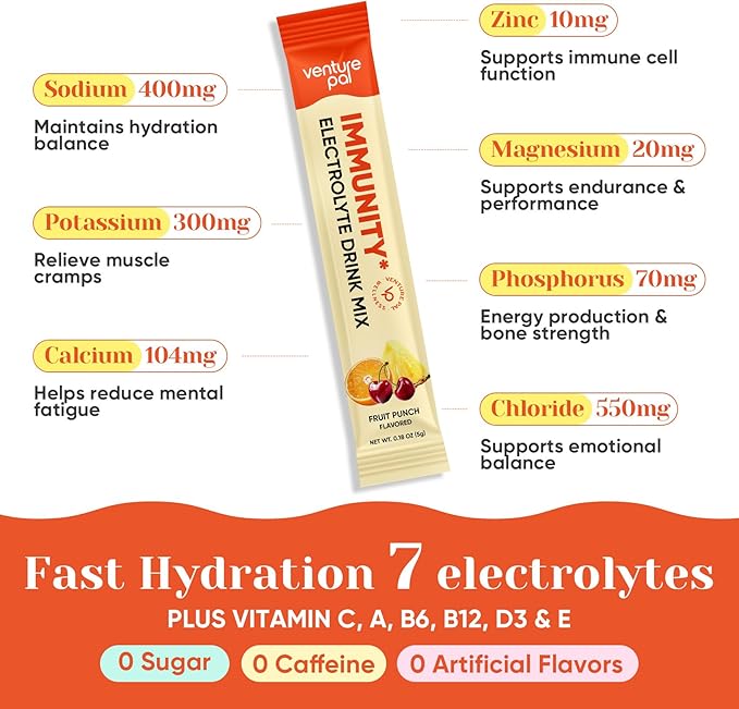 Venture Pal 2-in-1 Hydration + Immune Electrolytes Powder Packets - Image 4