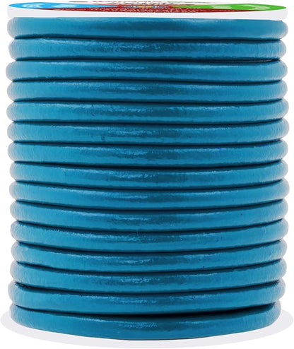 Mandala Crafts Round Genuine Teal Leather Cord - Image 2