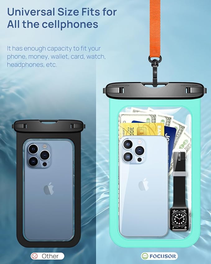 Lanhiem Large Waterproof Phone Pouch Universal IPX8 Waterproof Dry Bag - Image 2