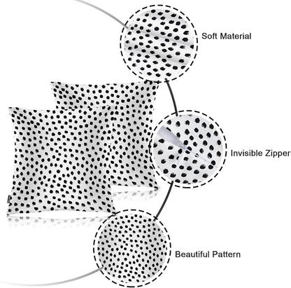 Swono Polka Dots Decorative Throw Pillow Covers Pack of 2, Abstract Messy Black - Image 7