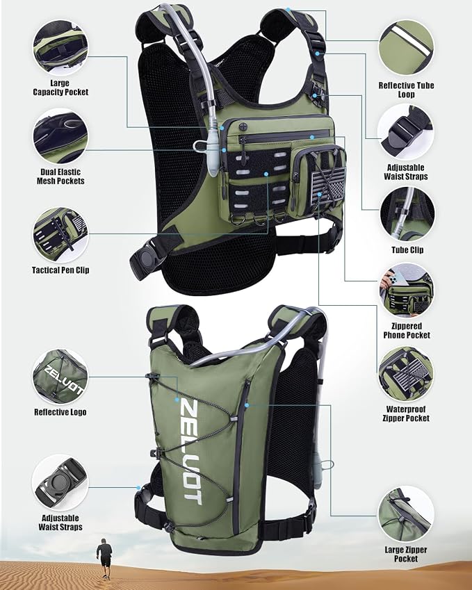 Zelvot Running Vest with 2L Water Bladder, Hydration Backpack, U.S. Original - Image 5