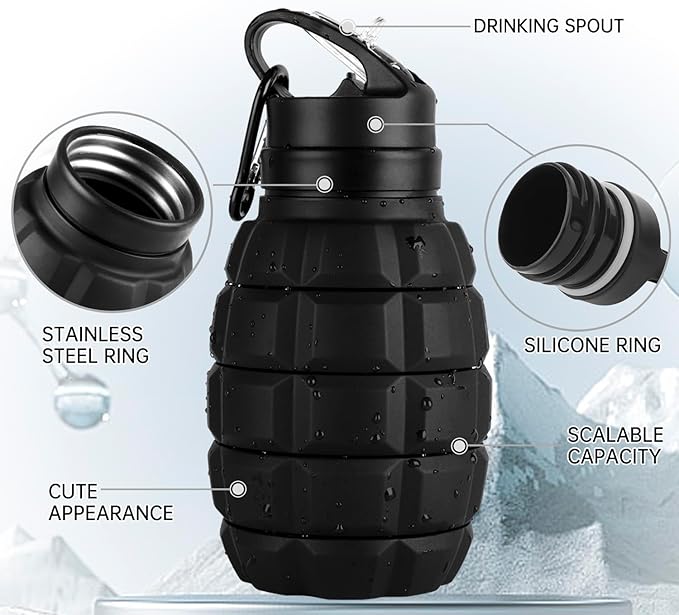 QiCheng&LYS Collapsible Water Bottle Sports Bottle 19.5OZ/580ml Travel Water - Image 3