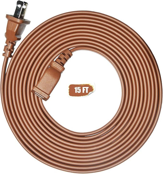 Brown Extension Cord 15FT Flat Extension Cord by Jplenty