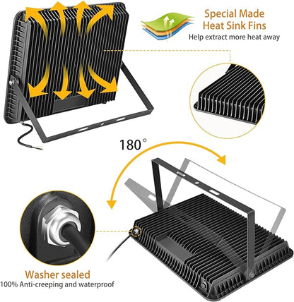 XYCN 2pack 400W LED Flood Lights Outdoor, 5000K Daylight White 50000LM Super - Image 4