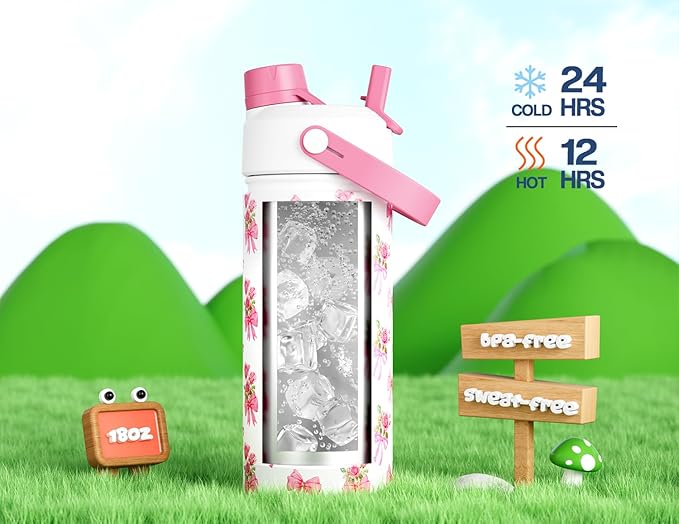 18 oz Insulated Girls Water Bottle: Spill-Proof, Stainless Steel Cup - Image 4
