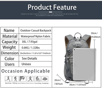 Hiking Backpack 30L Foldable Travel Daypack - Image 2