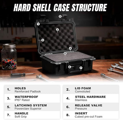Jack Boss 13.6X11.4X6 Inch Hard Case, Portable Weather Waterproof Protective - Image 3