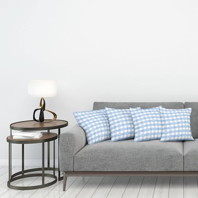 Ambesonne Checkered Decorative Throw Pillow Case Pack of 4, Gingham Motif - Image 3