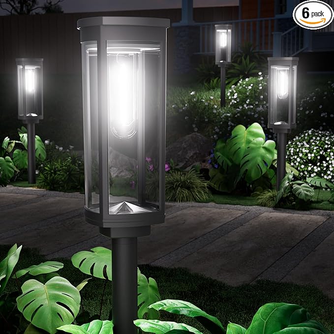 NEWMESSI 6 Pack Solar Pathway Lights Outdoor, Super Brightness IP65 Waterproof by NEWMESSI