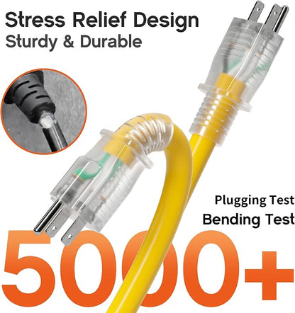50 ft 10 Gauge Heavy Duty 3 Outlet Extension Cord Splitter - Image 5