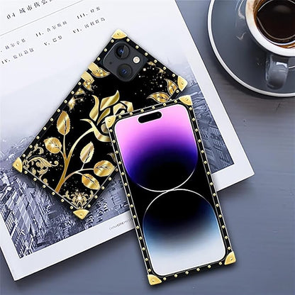 Compatible with iPhone 14 Case, Shine Gold Rose Luxury Golden Decoration - Image 6