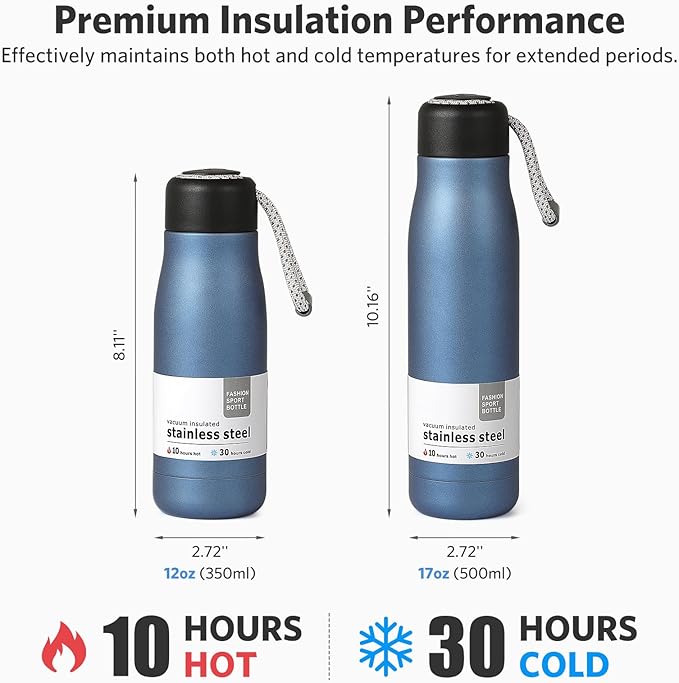 17 oz Stainless Steel Water Bottle Double Wall Vacuum Insulated Kids Wide Mouth - Image 3