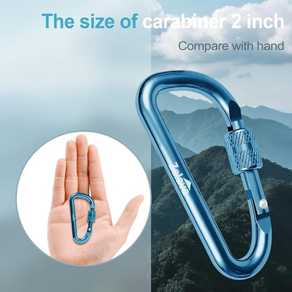 6PCS Carabiner Keychain, 2 inch Aluminum D-Clip Caribeener - Image 5
