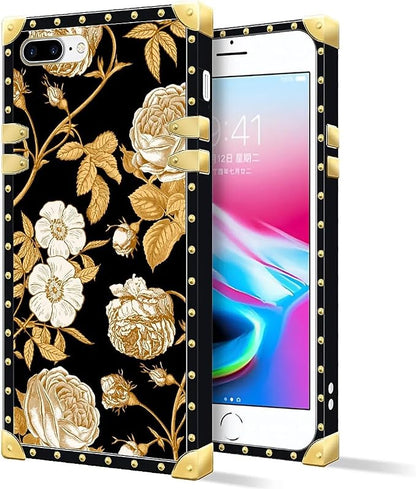 Compatible with iPhone 8 Plus 7 Plus Case, Blooming Rose Golden Flower Luxury - Image 2